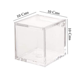 Clear Acrylic Storage Box with Hinged Lid - 10 x 10 x 10 Cms (12 Pcs Pack) - Willow